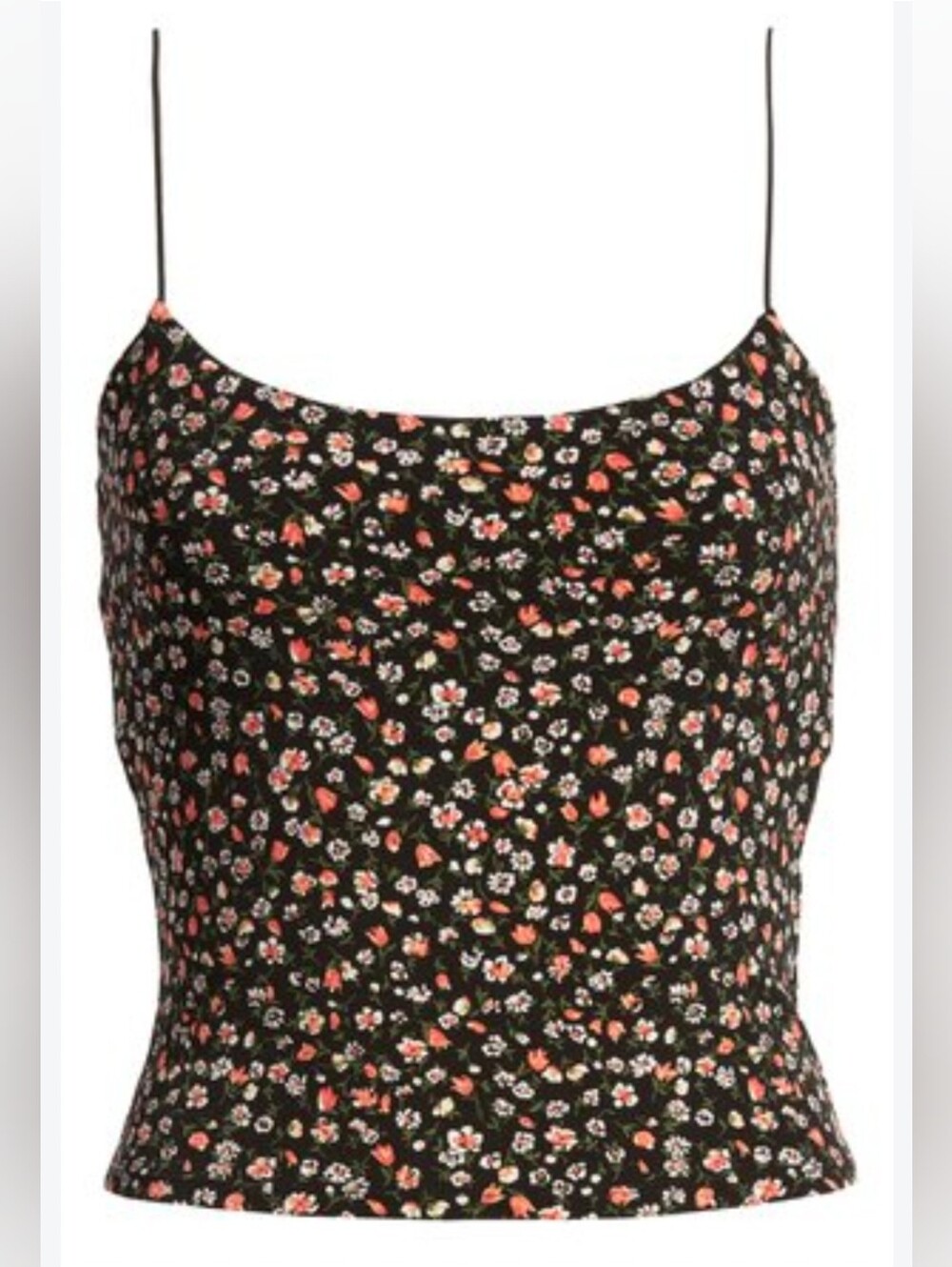 🎀 Women's Floral Cropped Cami Top - Spaghetti Straps